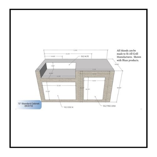 6 Foot island Ez Finish Outdoor Kitchen Systems USA Customer, Pre